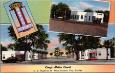 King's Motor Court Panama City FL Linen Postcard Tichnor Bros. AAA 1940s picture