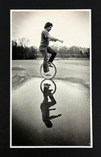 1983 Charlotte NC Man Rides Unicycle In Freedom Park Puddle VTG Press Photo picture