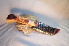 Triple Flow Obsidian Skinning Knife Manzanita Handle Flint Knapping picture