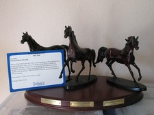 William Shatner Personal Estate Franklin Mint Bronze 3 Horse Statue Set COA picture