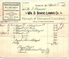 1897 Wm. D. Bowers Lumber Co. Paid Invoice for Lumber & Glas picture