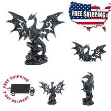 Ebros Gothic Dragon with Blue Orb Statue 8
