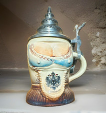 King German Lidded Beer Stein 6.15