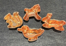 Vintage Small Copper Animal Molds Lot Of 4 Ducks Squirrel Horse Rabbit Farmhouse picture