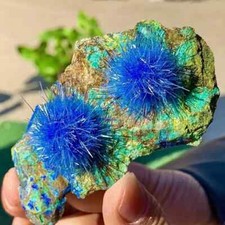2 Pcs Raw Rare Blue Dandelion Zeolite Stone Cluster Geode Crystal Specimens picture
