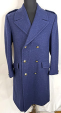 Vintage 1986 Royal Belgian Air Force Officer Great Coat Mens Medium Blue Wool picture