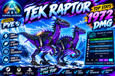 🔥​ARK Survival Ascended PvE Tek Raptor Top Stats 1972 Melee picture