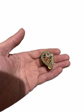 Vintage Italian Micro Mosaic Pill Box Miniature Oval Brass Floral Souvenir Italy picture