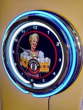 Erdinger German Beer Bar Man Cave Neon Style Retro LED Clock Advertising Sign picture