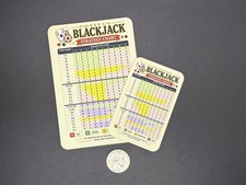 2 PACK Blackjack Basic Strategy Cards Wallet Size & Large Easy Read Casino Guide picture