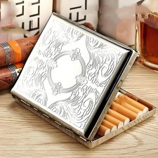 NEW Victorian Style Cigarette Metal Case Double Sided King Etched Pattern USA picture