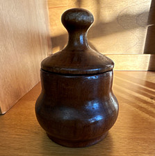Vintage Hand-Turned Solid Black Walnut Lidded Trinket Box, Artisan Marked P picture