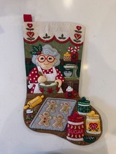 Merry Stockings Completed 18” Baking Spirits Bright Felt Christmas Stocking picture