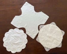 Vintage Hot Rolls Basket Liner, Scone Cozies, Embroidery, White Battenburg Lace picture