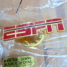 Vintage 1980's ESPN Original Logo Enamel Pinback Lapel Hat Pin New In Bag picture