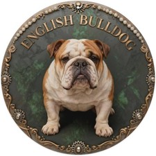 English Bulldog Pet Wall Art Tin Metal Signs Home Décor Plaque Wall for Cafe picture