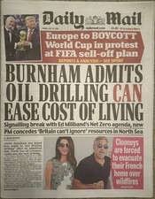 Daily Mail 31st July 2026 31/7/26 UEFA Boycott FIFA, Eddie Howe Quits Newcastle  picture
