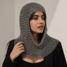 Medieval Chainmail Coif Hood Knight Armor LARP Cosplay Renaissance Costume picture