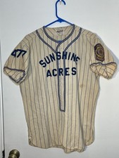 Vtg 1950s Rawlings Wool Baseball Jersey Wilshire Oil Sunshine Acres Post #477 #7 picture