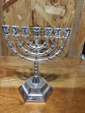 Traditional Silver-Plated Menorah 7-Branch Holy Land 6