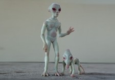 Roswell New Mexico cryptid alien with his pet, humanoid ufo character Area51 picture