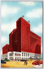 Hotel Sherman Chicago Illinois 1951 Vintage Postcard Sherman Garage Cars picture