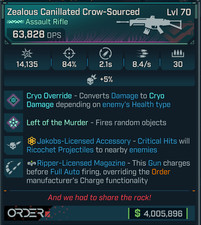 Borderlands 4 • Pearl Gun AR Crow-Sourced • Jakobs Ripper Cryo Lvl 70 • PS PC XB picture