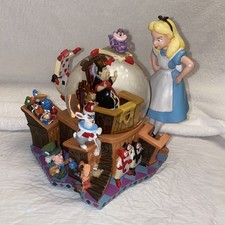 EUC Vintage Disney Alice In Wonderland Fiftieth Year Snow Globe Music Box picture