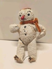 Antique German Spun Cotton Snowman Christmas Figure Mica Chenille Cotton 3