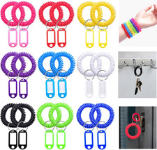 18 Pcs Assorted Color Wrist Spring Spiral Coil Keychains with 18 Pcs Key Tags, S picture