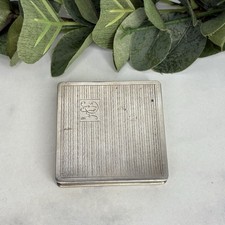 Vintage 875 Silver Powder Box Compact Soviet Union USSR picture