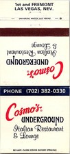 Cosmo's Underground Italian Lounge Las Vegas NV Vintage Matchbook Cover TMM23-2 picture