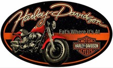 HARLEY DAVIDSON FAT'S WHERE IT'S AT HEAVY DUTY USA MADE METAL ADVERTISING SIGN picture