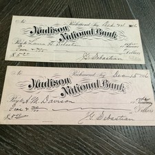 Vintage Bank Checks Madison National Bank Richmond Kentucky 1906 picture