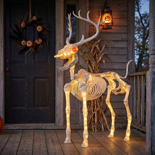 LED Lighted Deer Skeleton 5 ft Indoor or Outdoor Halloween Decoration with Light picture