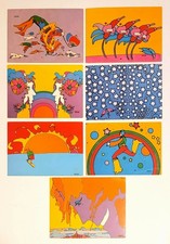 7 PETER MAX Vintage 1981 Pop Art Psychedelic Colorful Art Cards Lg Postcard Size picture