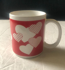 Vintage Houston Harvest Red & White Hearts Coffee Mug 1980s Valentine Love Gift picture
