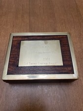 Ted Turner courage award. Wood and brass box 3”x3 3/4” picture