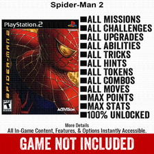 Spider-Man 2 100% All Items PS2 Memory Card CHEATS picture