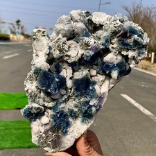5.5LB  Rare transparent blue cubic fluorite mineral crystal sample/China picture