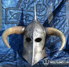 Medieval Viking larp steel knight DARK LORD Fantasy Horns Helmet With Halloween picture