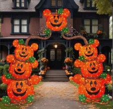Disney Mickey Halloween Pumpkin Arch with LED Lights 9 Feet Rare Costco NWOB picture