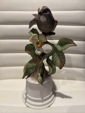 Boehm White-Throated Sparrow 430 J | Porcelain Blue Bird Floral Figurine USA picture