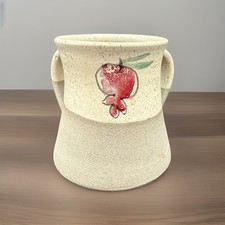 Jewish Pomegranate Hand Washing Pottery Cup Signed Batya Isreal Double Handle picture