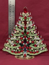 Extra Large Czech Handcrafted Rhinestone Christmas Tree Vintage Signed TABOO picture
