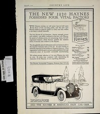 1919 1920 Haynes Vital Factors Automobile Car Vintage Print Ad 6147 picture