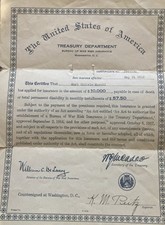 1918 Bureau Of War Risk Insurance WW1 Paper picture