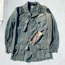 Vietnam-era US Army Special Forces / LRRP Dyed Black Jungle Jacket & M61 Pouch. picture