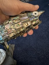 Mexican Silver Mosaic Abalone Shell Inlay Fish Bottle Opener 14-1/2” Perfect picture