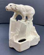 Soviet Porcelain Polar Bear Pencil Holder Gorodnitsa Art Deco Antique 1930s picture